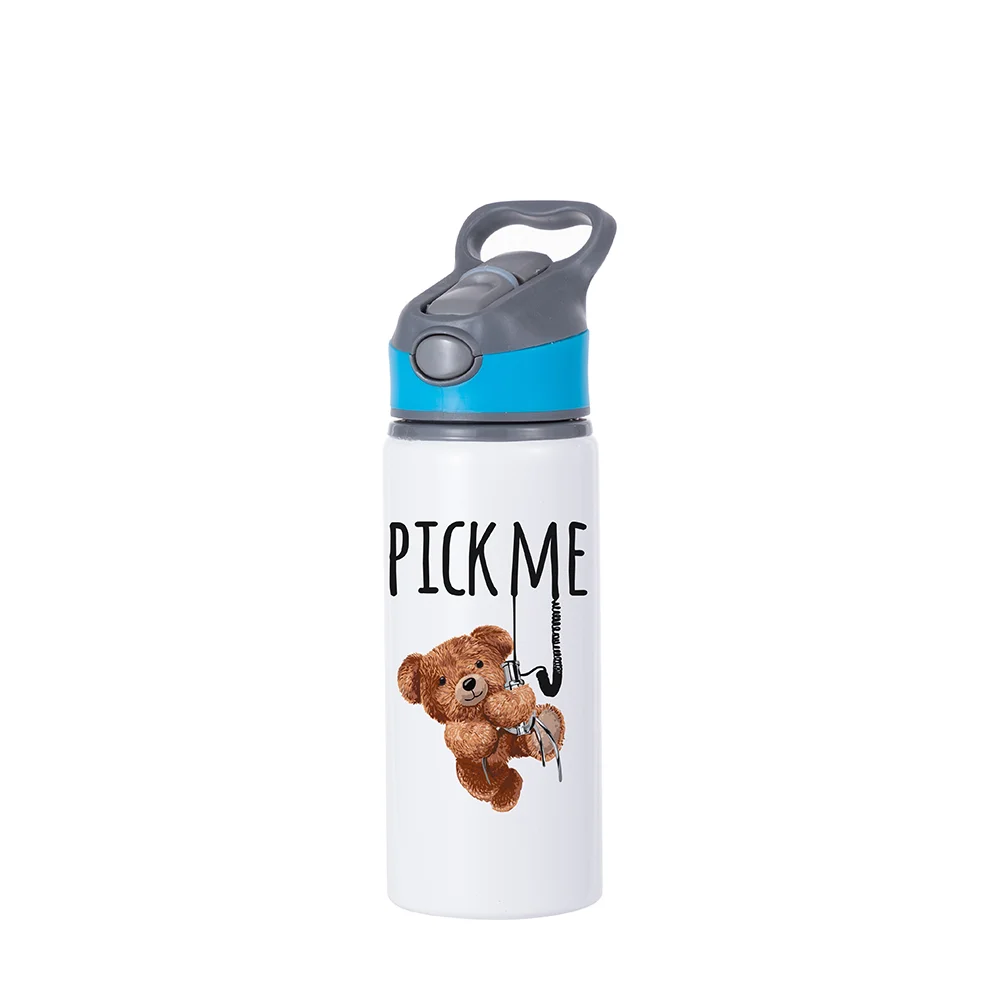 20OZ 650ml Aluminum Water Bottle with Blue Cap(White) thumbnail 2