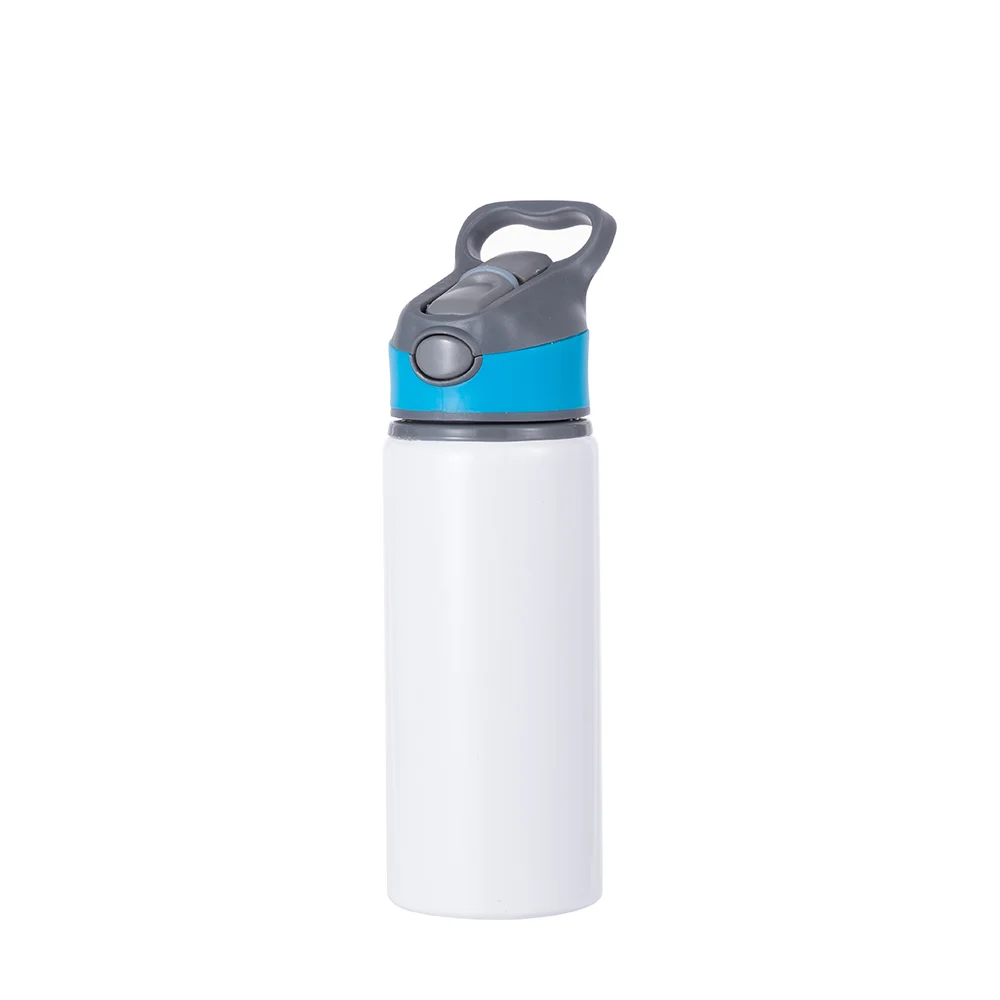 20OZ 650ml Aluminum Water Bottle with Blue Cap(White) thumbnail 1
