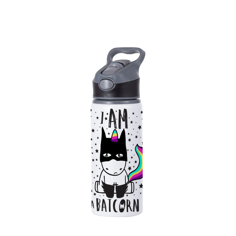 20OZ 650ml Aluminum Water Bottle with Black Cap(White) thumbnail 2