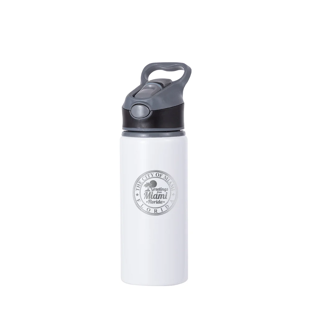 20OZ 650ml Aluminum Water Bottle with Black Cap(White) thumbnail 4