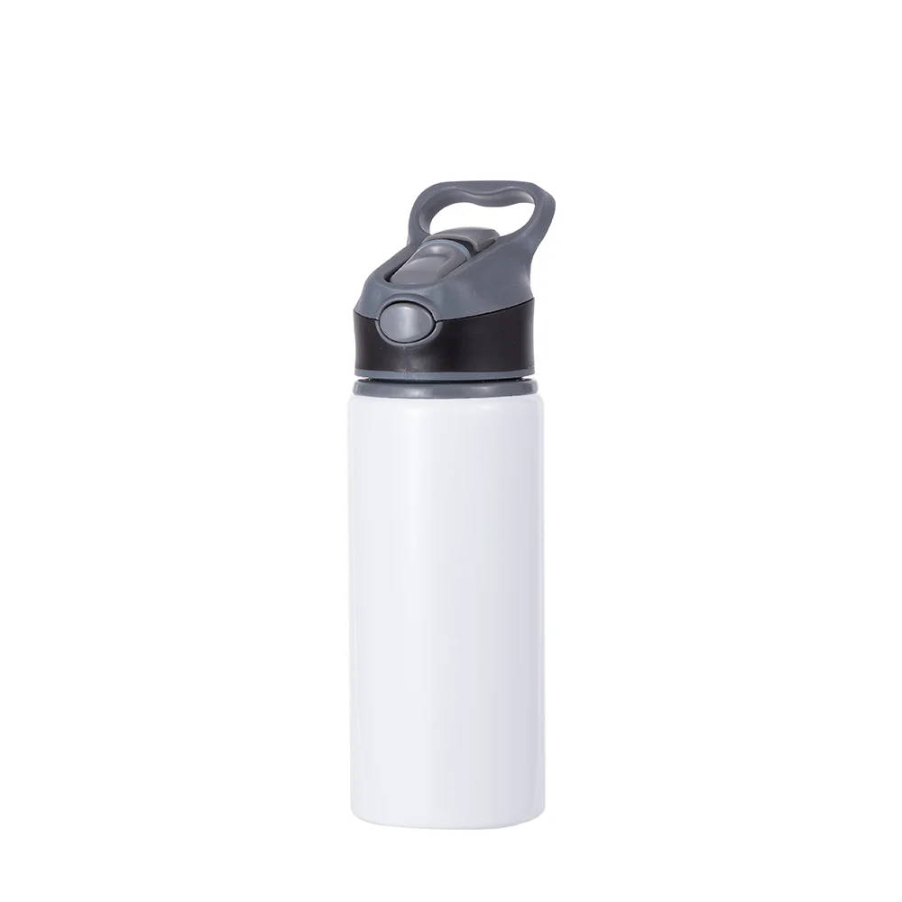 20OZ 650ml Aluminum Water Bottle with Black Cap(White) thumbnail 1