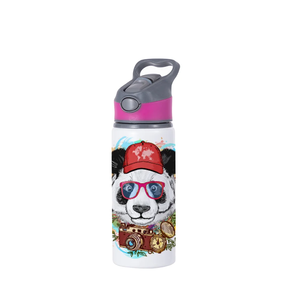 20OZ 650ml Aluminum Water Bottle with Rose Red Cap(White) thumbnail 2