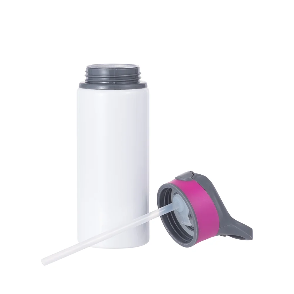 20OZ 650ml Aluminum Water Bottle with Rose Red Cap(White) thumbnail 7