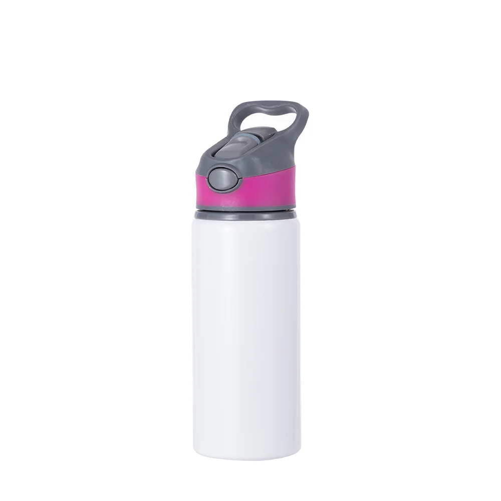 20OZ 650ml Aluminum Water Bottle with Rose Red Cap(White) thumbnail 1