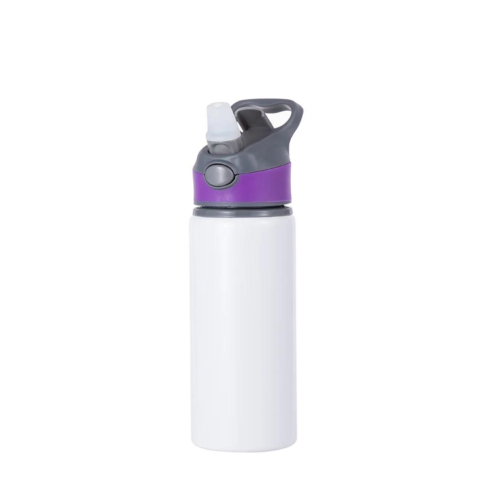 20OZ 650ml Aluminum Water Bottle with Purple Cap(White) thumbnail 5