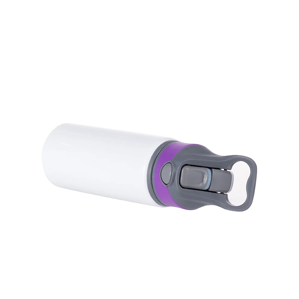 20OZ 650ml Aluminum Water Bottle with Purple Cap(White) thumbnail 7