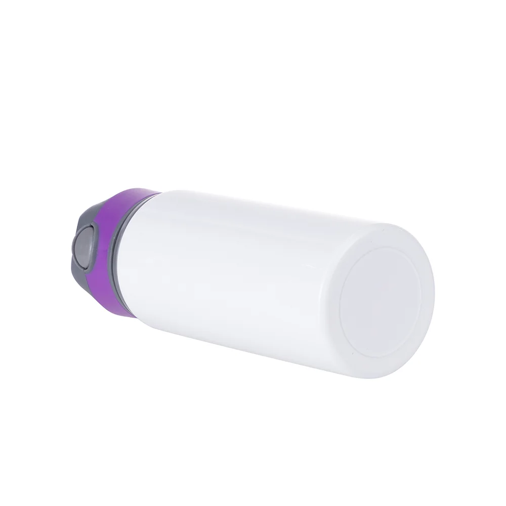 20OZ 650ml Aluminum Water Bottle with Purple Cap(White) thumbnail 8