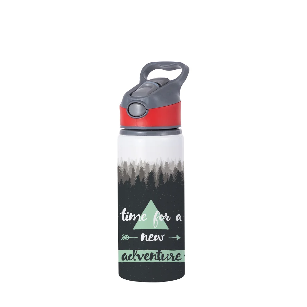 20OZ 650ml Aluminum Water Bottle with Red Cap(White) thumbnail 2