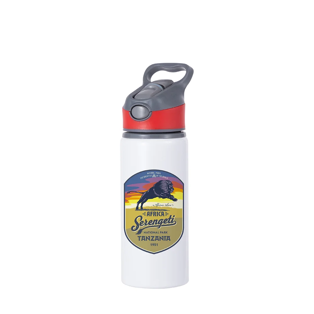 20OZ 650ml Aluminum Water Bottle with Red Cap(White) thumbnail 3