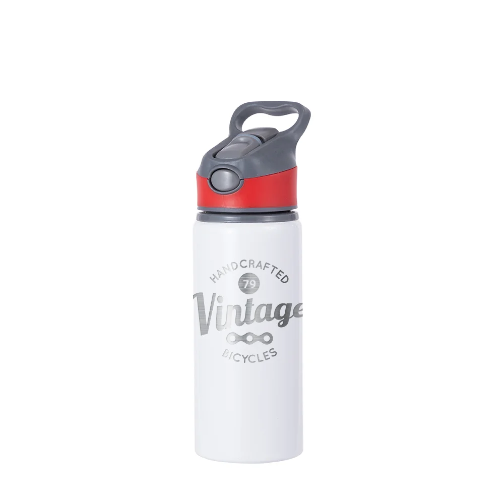 20OZ 650ml Aluminum Water Bottle with Red Cap(White) thumbnail 4