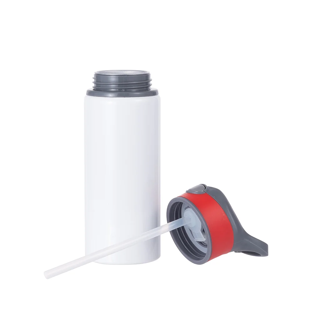 20OZ 650ml Aluminum Water Bottle with Red Cap(White) thumbnail 7