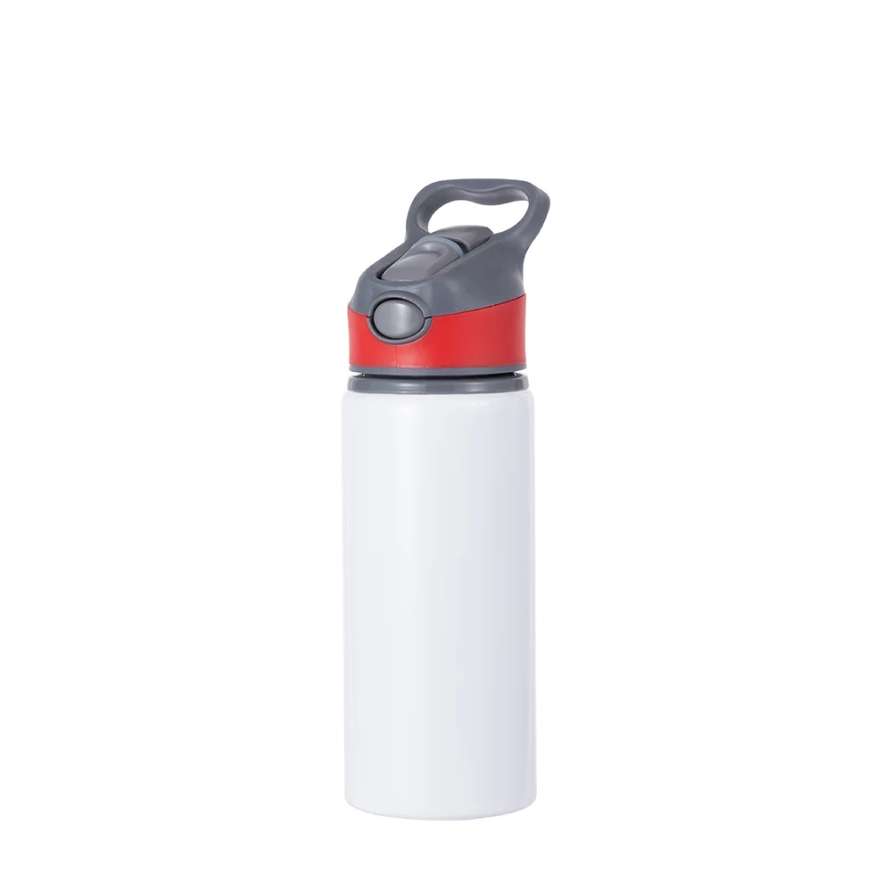 20OZ 650ml Aluminum Water Bottle with Red Cap(White) thumbnail 1