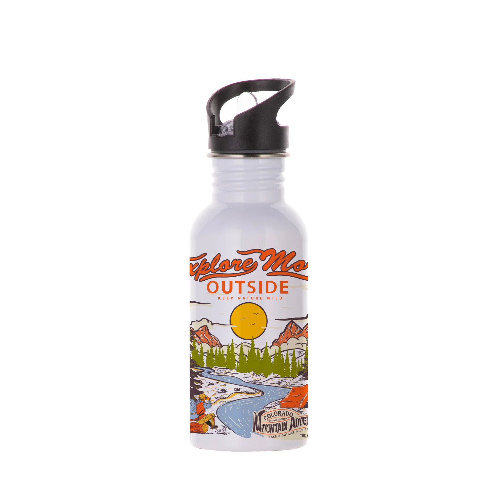 600ml Sublimation Aluminum Bottle with Straw Top thumbnail 2
