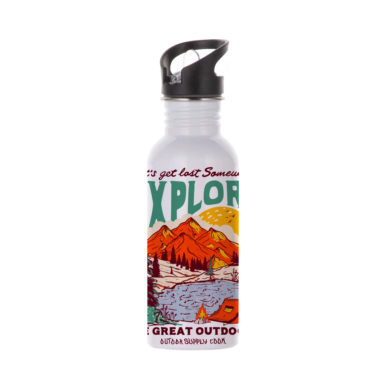 750ml Sublimation Aluminum Bottle with Straw Top thumbnail 4