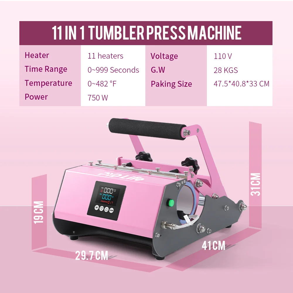 Tumbler Heat Press 11-in-1 (Pink) thumbnail 4
