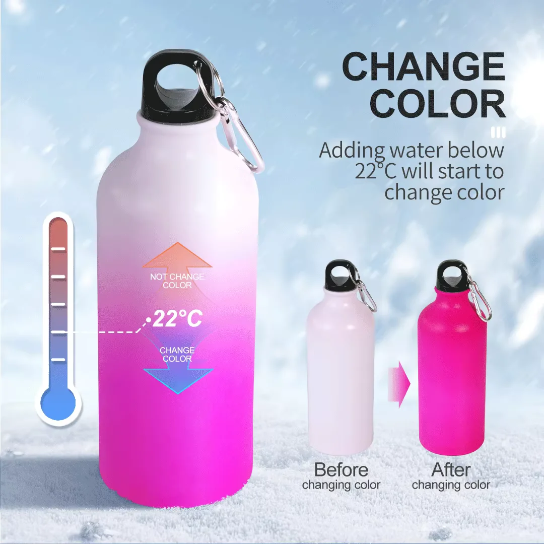20oz 600ml Sublimation Cold Color Change Aluminium Bottle - Pink to Rose thumbnail 4