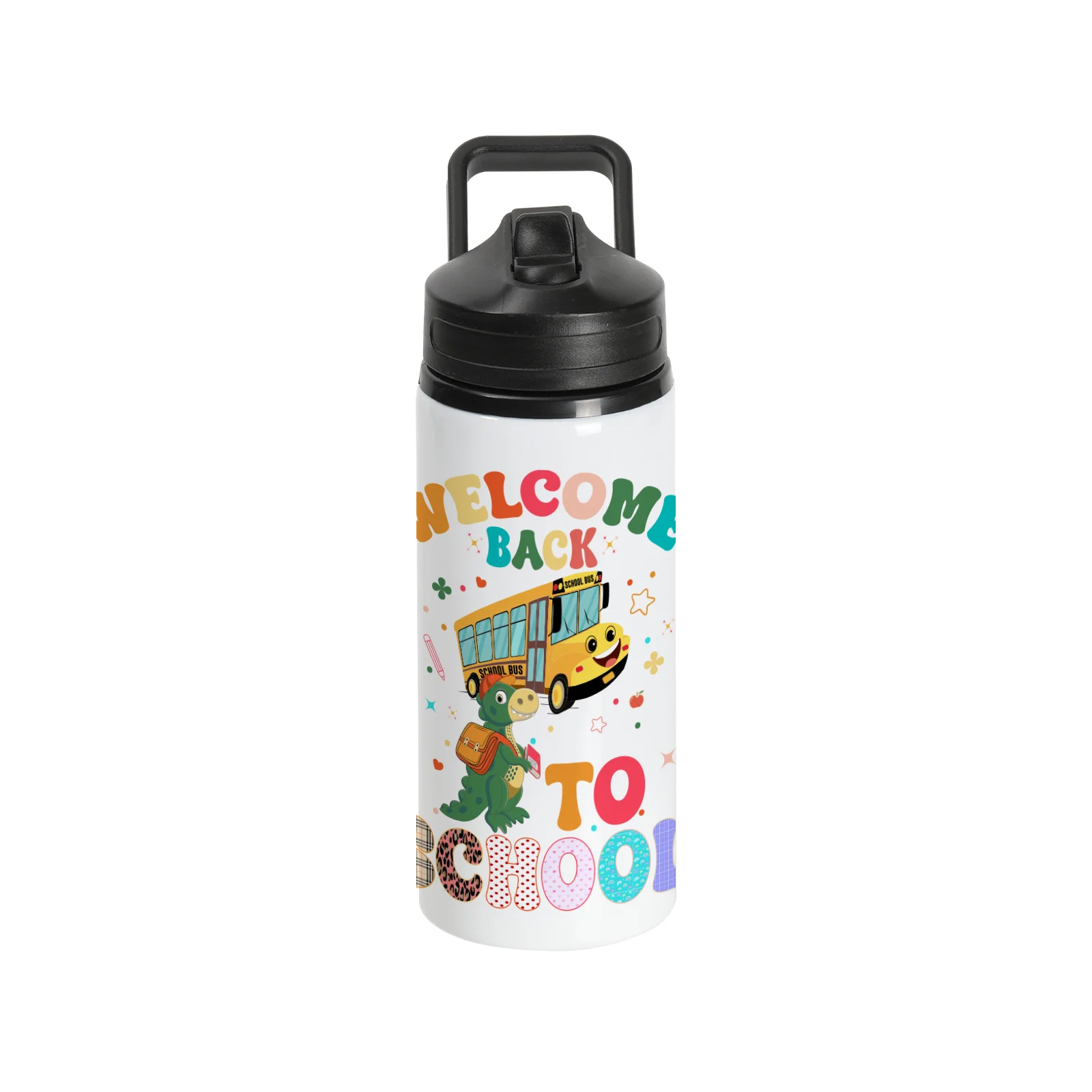 20oz 600ml Sublimation White Aluminium Bottle with Black Straw Lid thumbnail 2