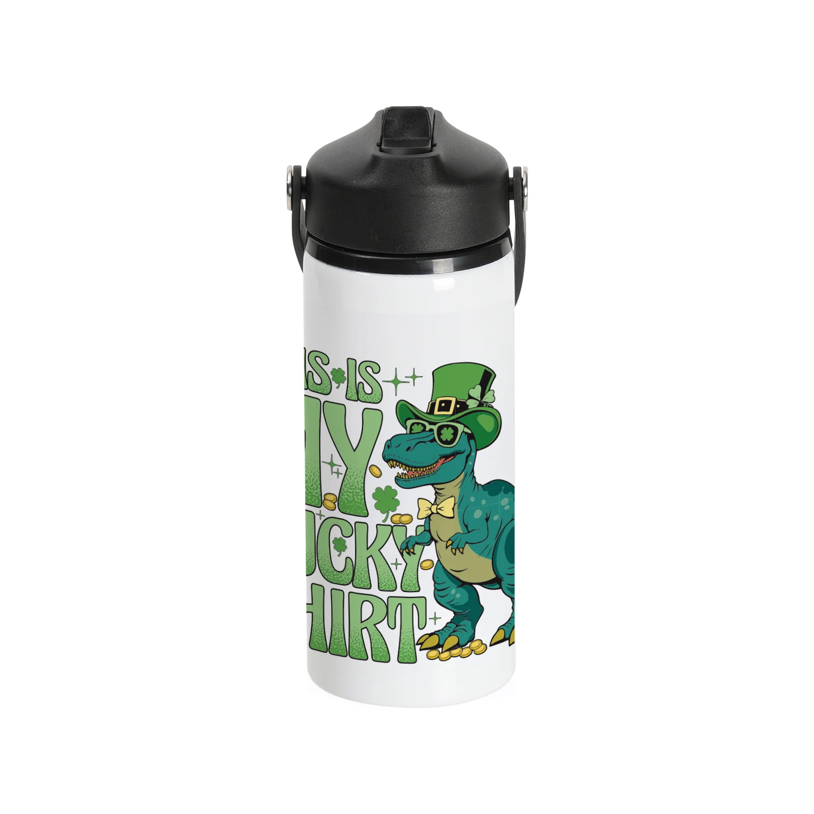 20oz 600ml Sublimation White Aluminium Bottle with Black Straw Lid thumbnail 2