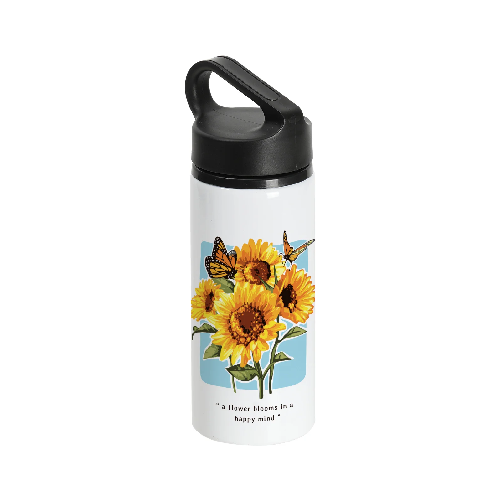 20oz 600ml Sublimation White Aluminium Bottle with Black Straw Lid thumbnail 2