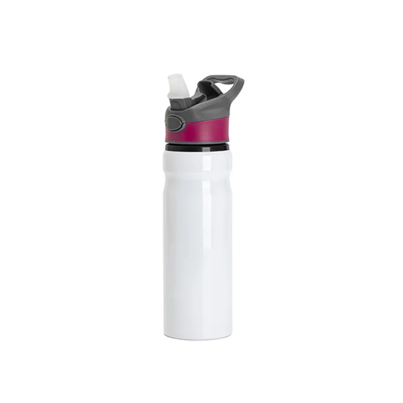 20OZ/650ml Aluminium Water Bottle with Rose Red Cap(White) thumbnail 3