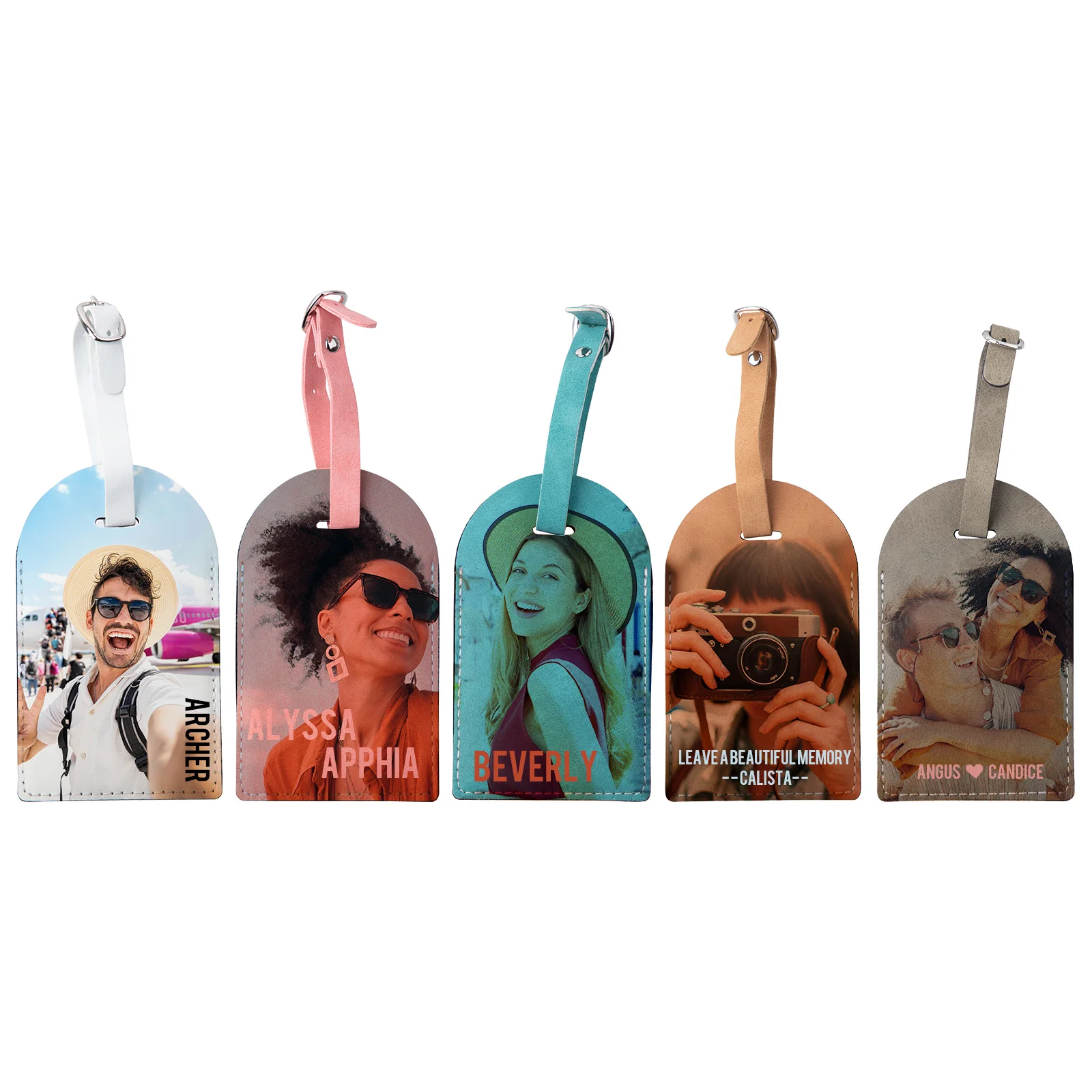 Double Sided Sublimatable PU Luggage Tag with Belt and Pocket thumbnail 2