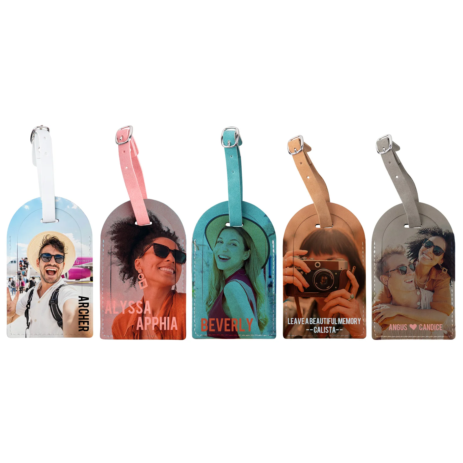 Double Sided Sublimatable PU Luggage Tag with Belt and Pocket thumbnail 4