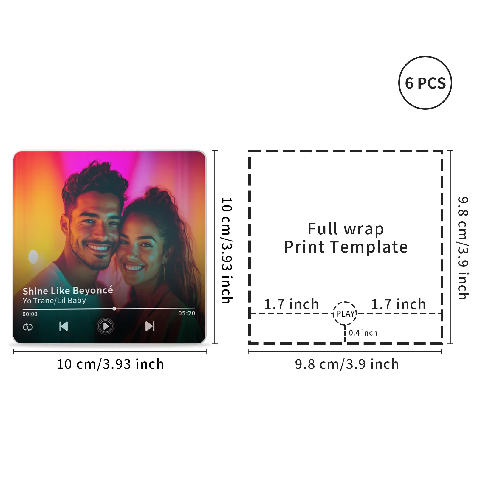 Sublimation Music Fridge Magnet (10*10*1cm,White) thumbnail 4