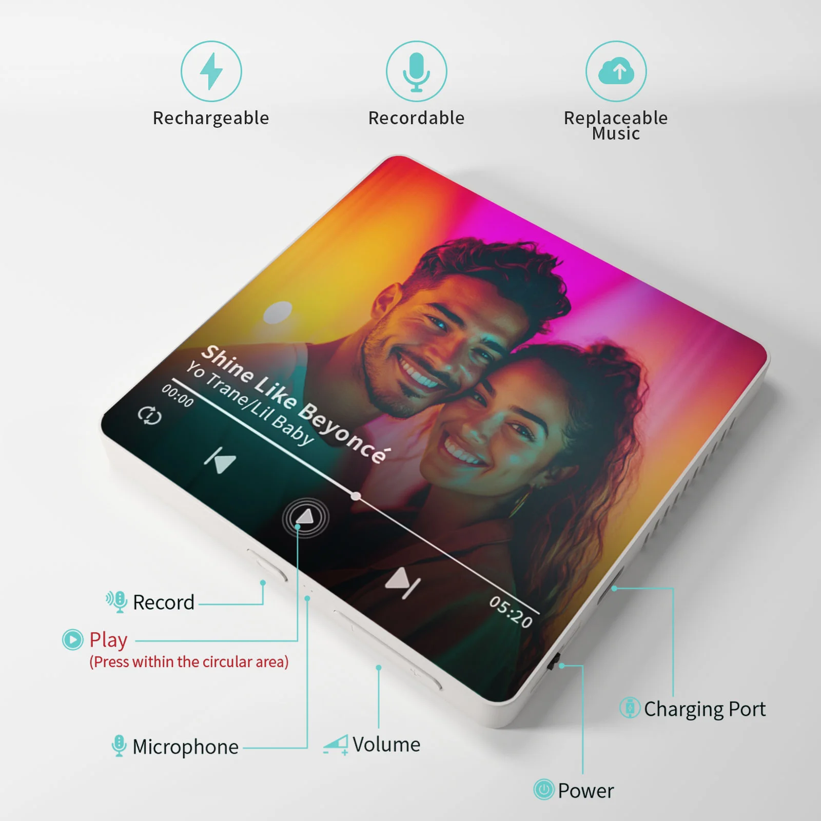 Sublimation Music Fridge Magnet (10*10*1cm,White) thumbnail 5
