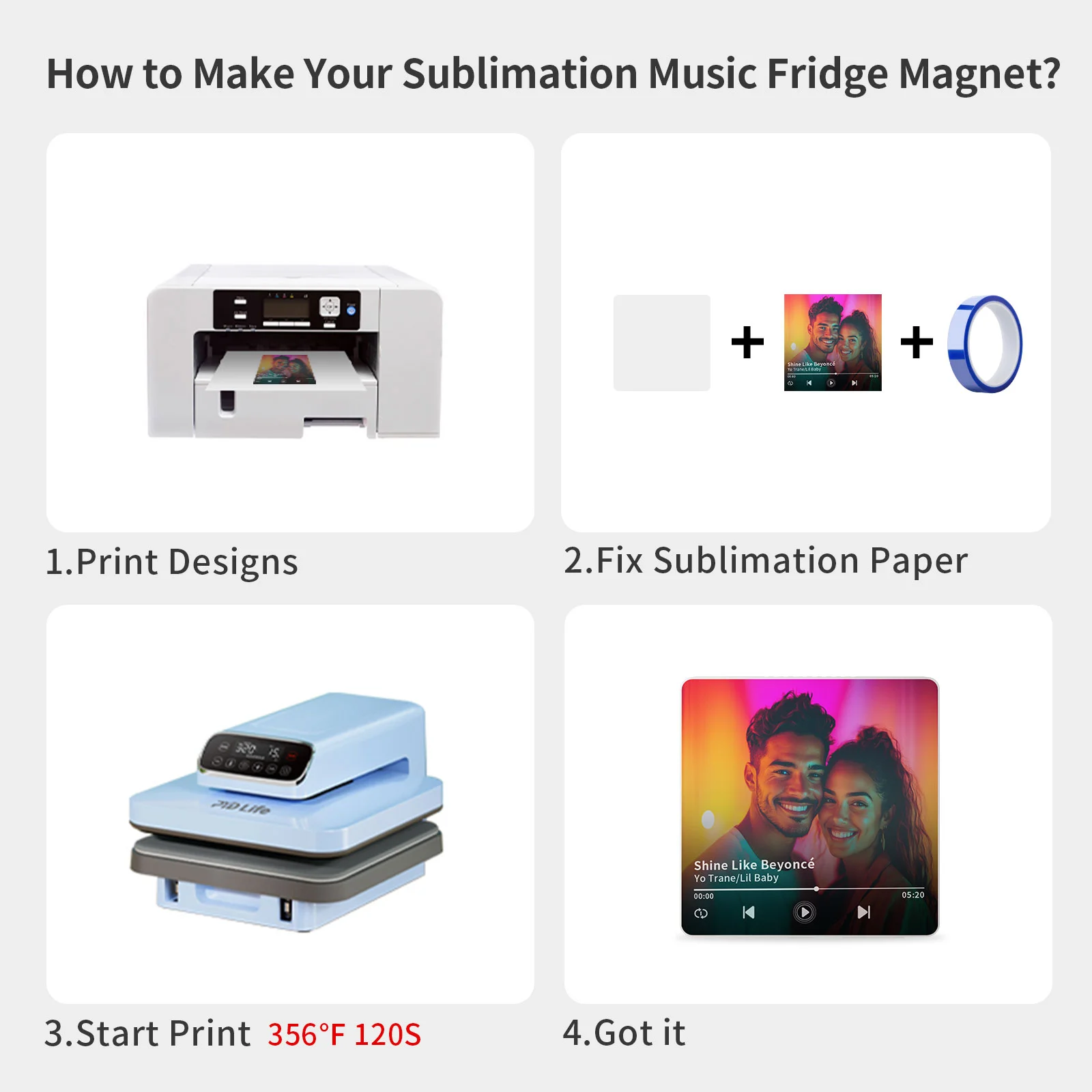 Sublimation Music Fridge Magnet (10*10*1cm,White) thumbnail 9