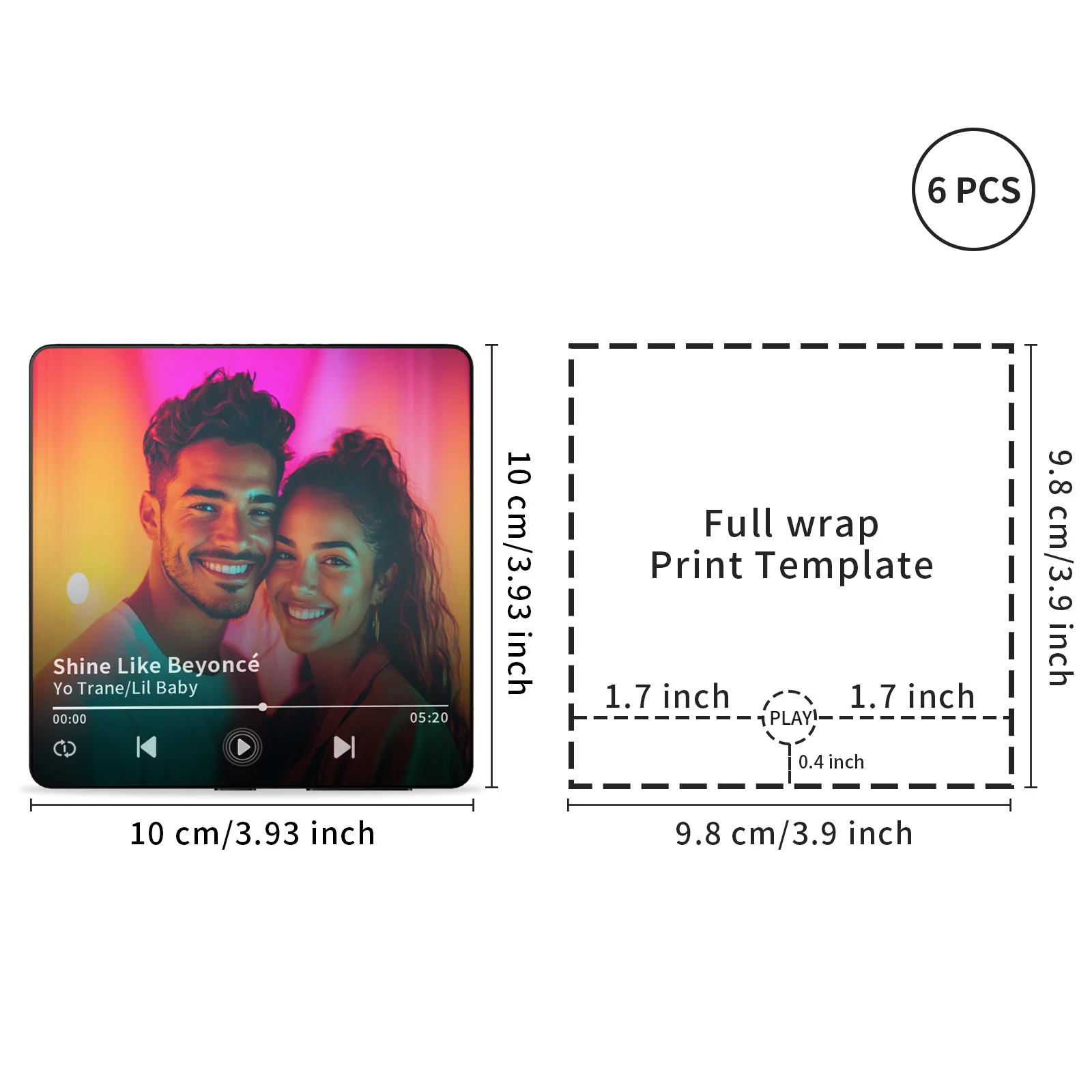 Sublimation Music Fridge Magnet (10*10*1cm,Black) thumbnail 6