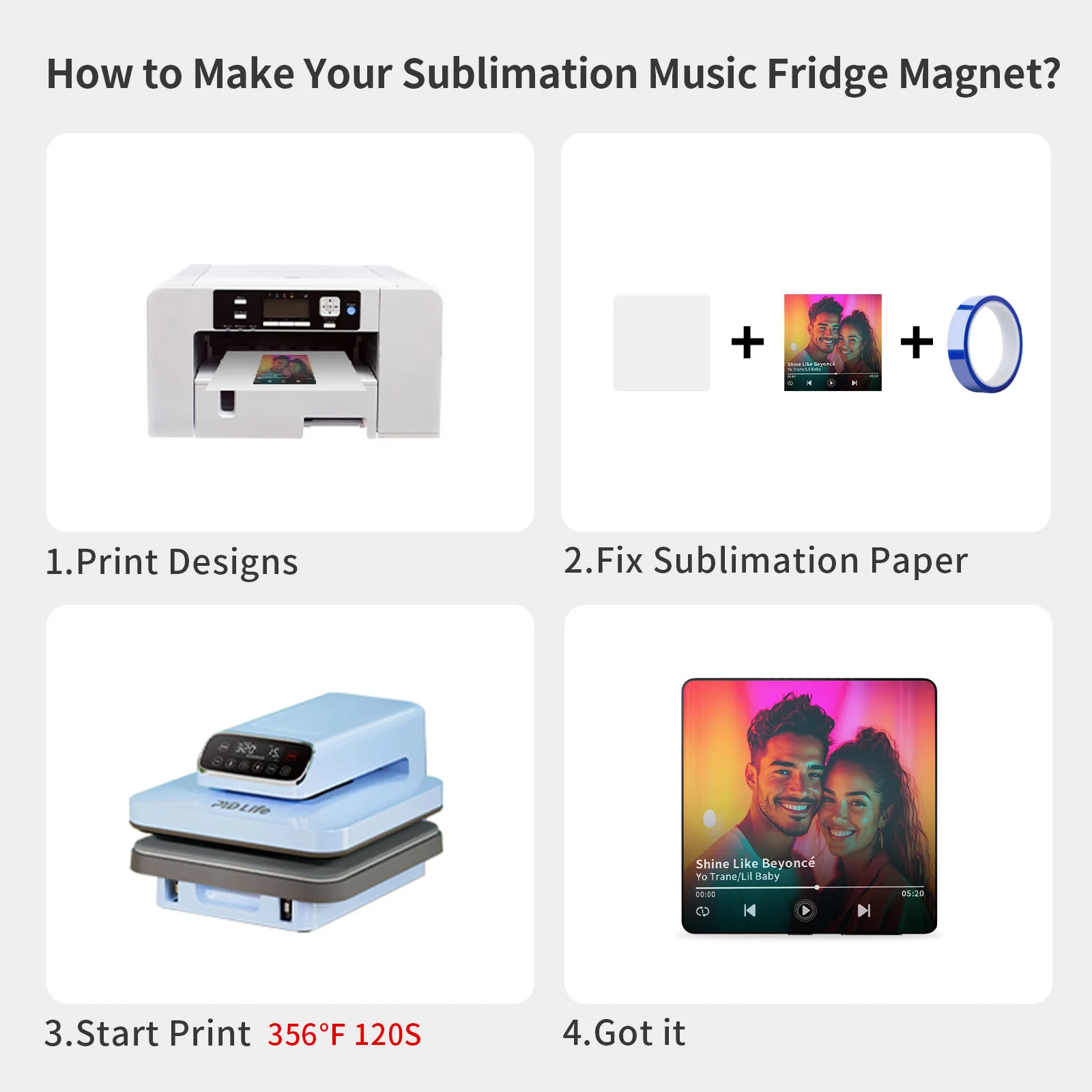 Sublimation Music Fridge Magnet (10*10*1cm,Black) thumbnail 11