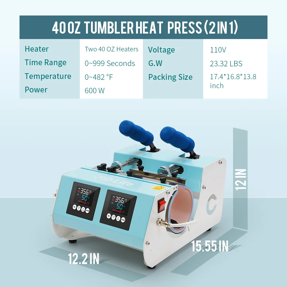 Bulk Print 40 oz Dual Station Tumbler Heat Press thumbnail 3