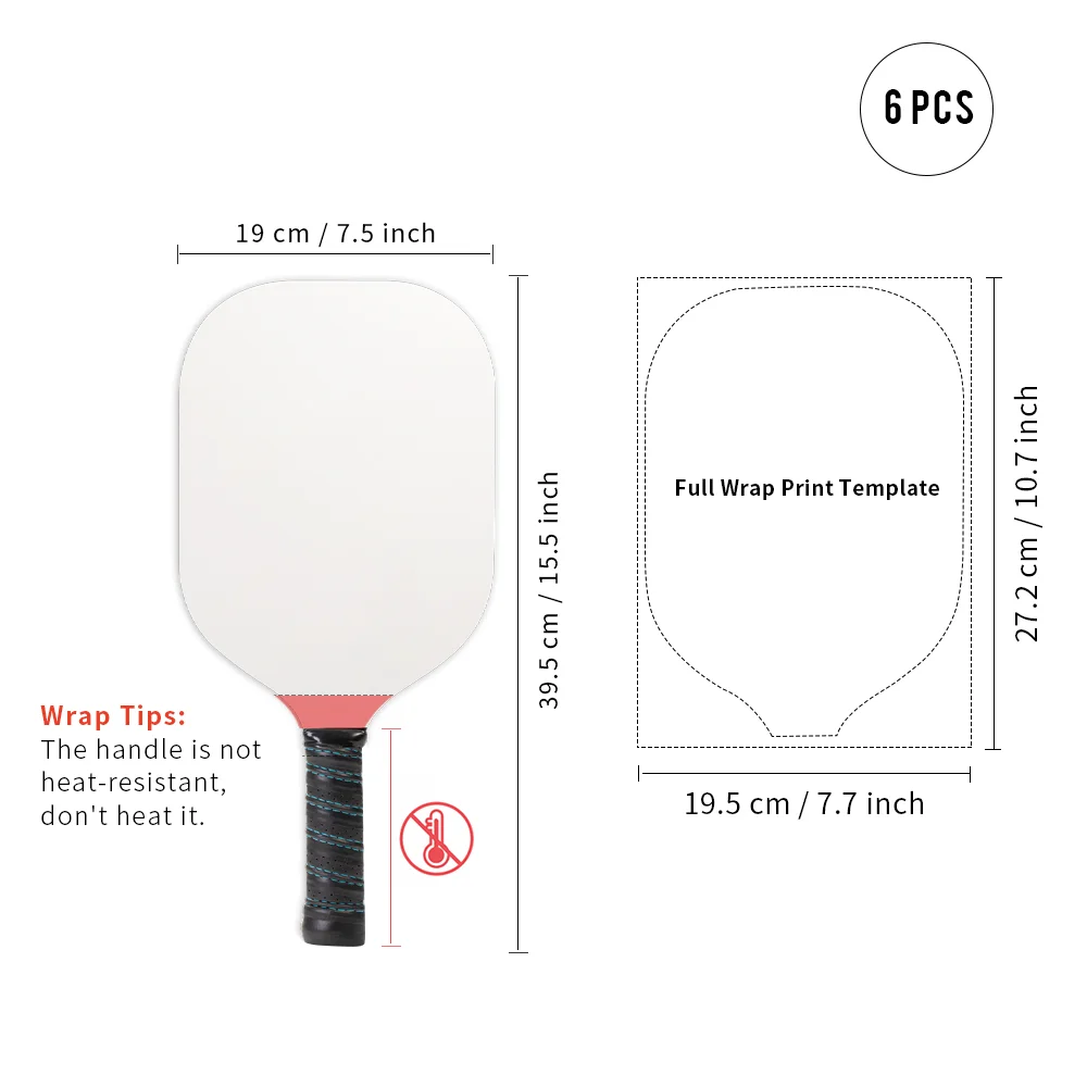 Elite Sublimation Plywood Pickleball Paddle White and Wood (190*395*10mm) thumbnail 3