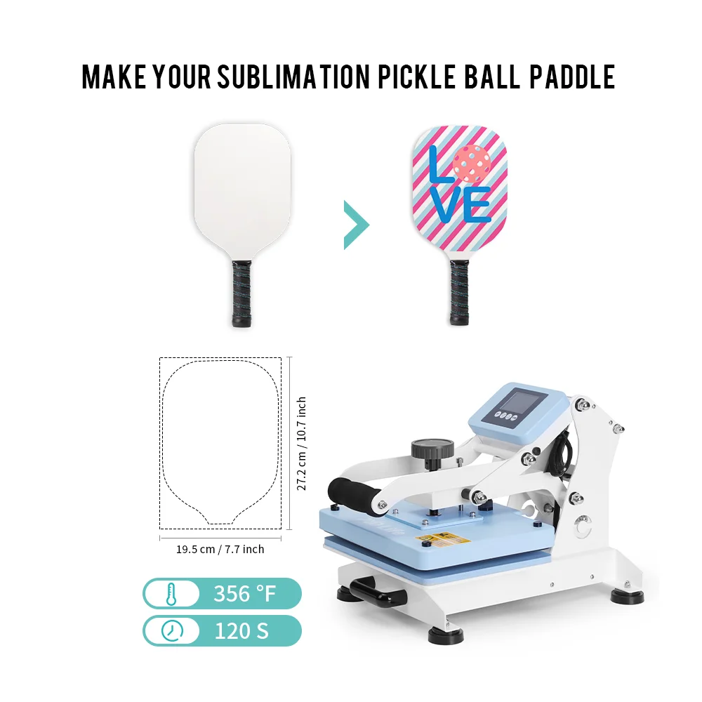 Elite Sublimation Plywood Pickleball Paddle White and Wood (190*395*10mm) thumbnail 5