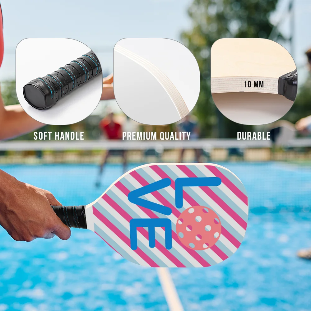 Elite Sublimation Plywood Pickleball Paddle White and Wood (190*395*10mm) thumbnail 6
