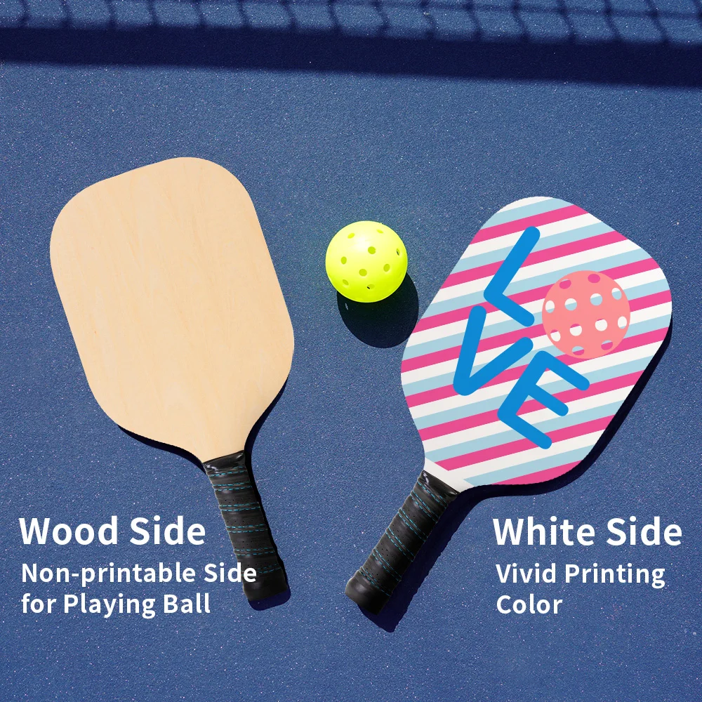 Elite Sublimation Plywood Pickleball Paddle White and Wood (190*395*10mm) thumbnail 8