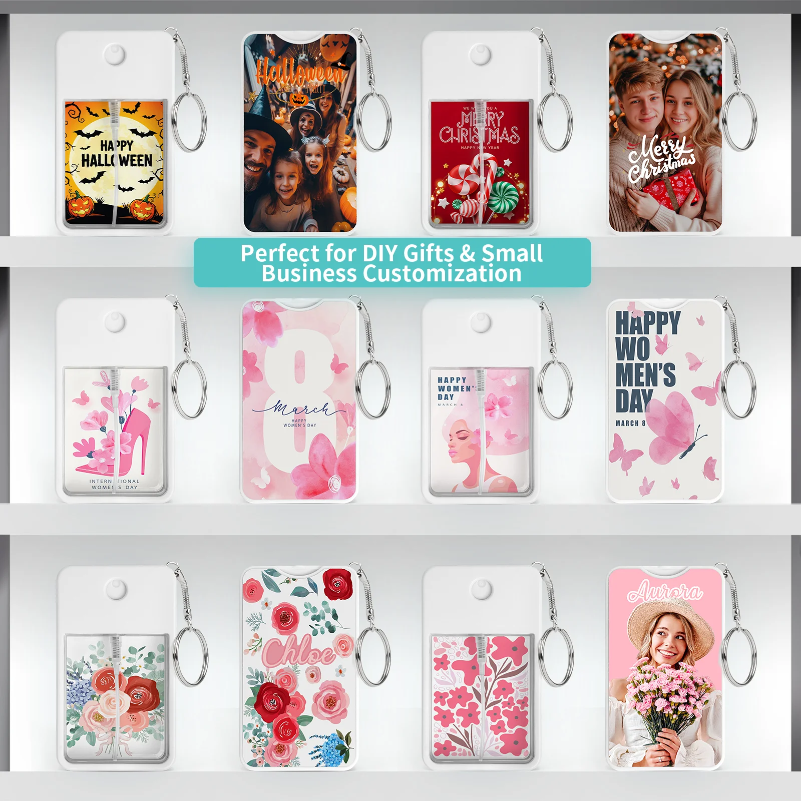 30ml Plastic Perfume Dispenser with Sublimation Aluminum Plate Double Sides Printable (Pink, 10*5.8*1.5cm) thumbnail 10
