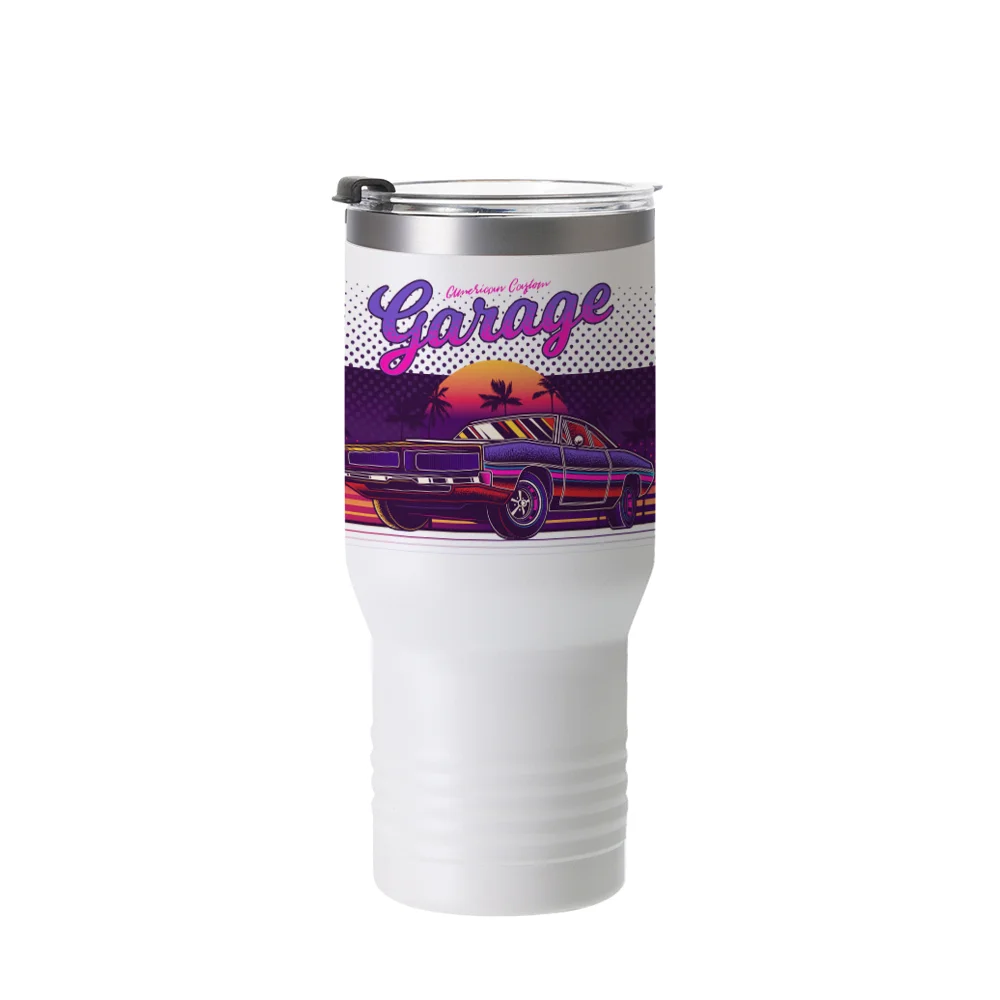 22oz/650ml Stainless Steel Tumbler w/ Ringneck Grip (Sublimation, Matt White) thumbnail 2