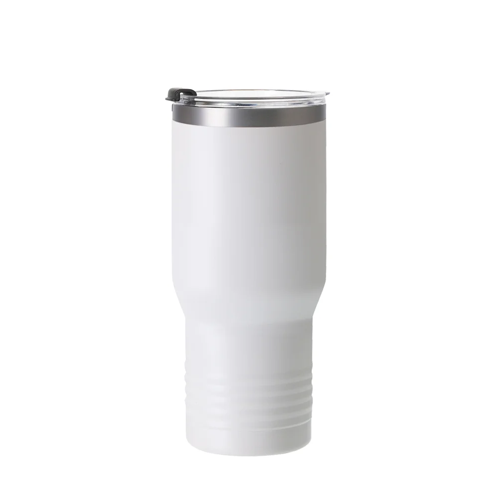 22oz/650ml Stainless Steel Tumbler w/ Ringneck Grip (Sublimation, Matt White) thumbnail 1