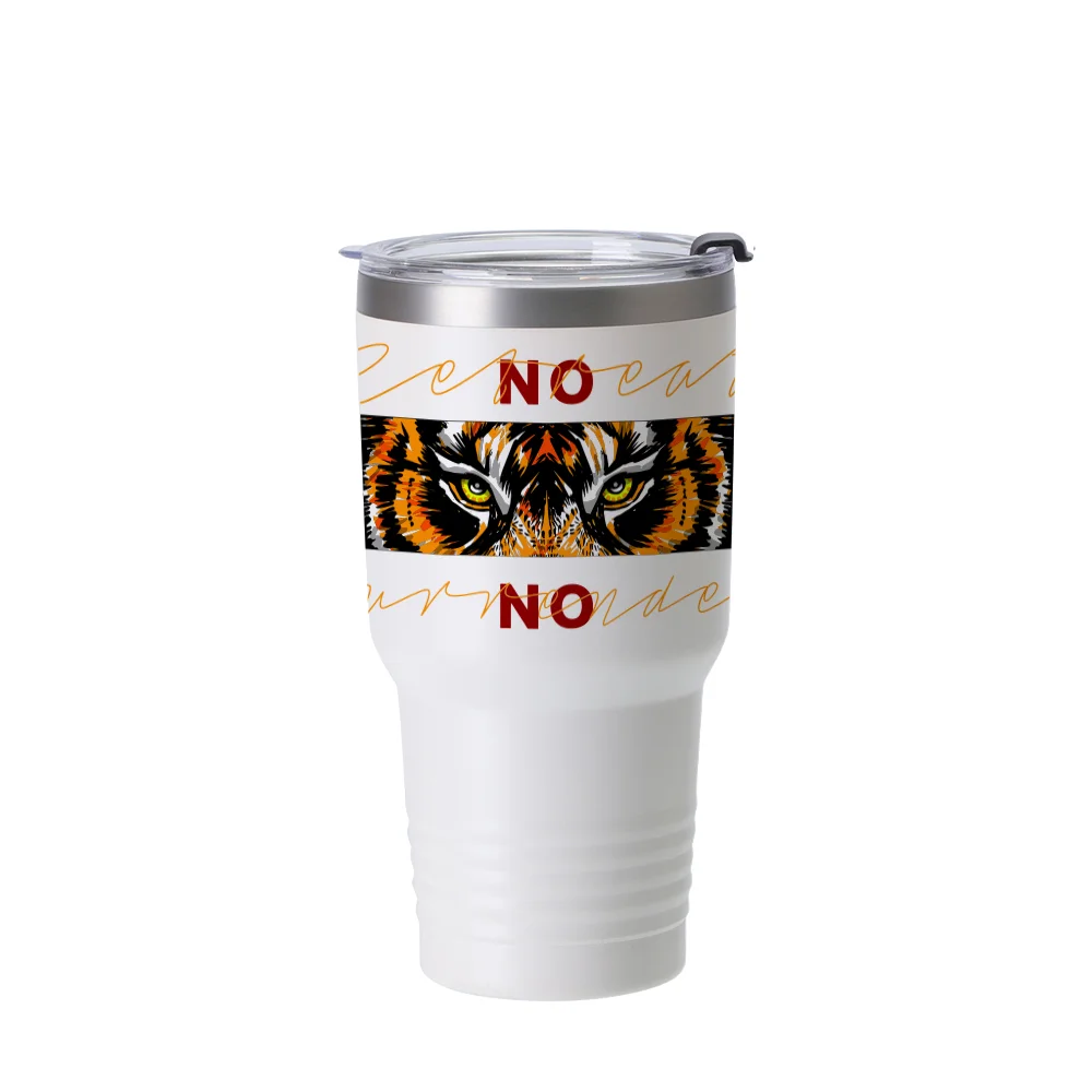 30oz/900ml Stainless Steel Tumbler w/ Ringneck Grip (Sublimation, Matt White) thumbnail 2