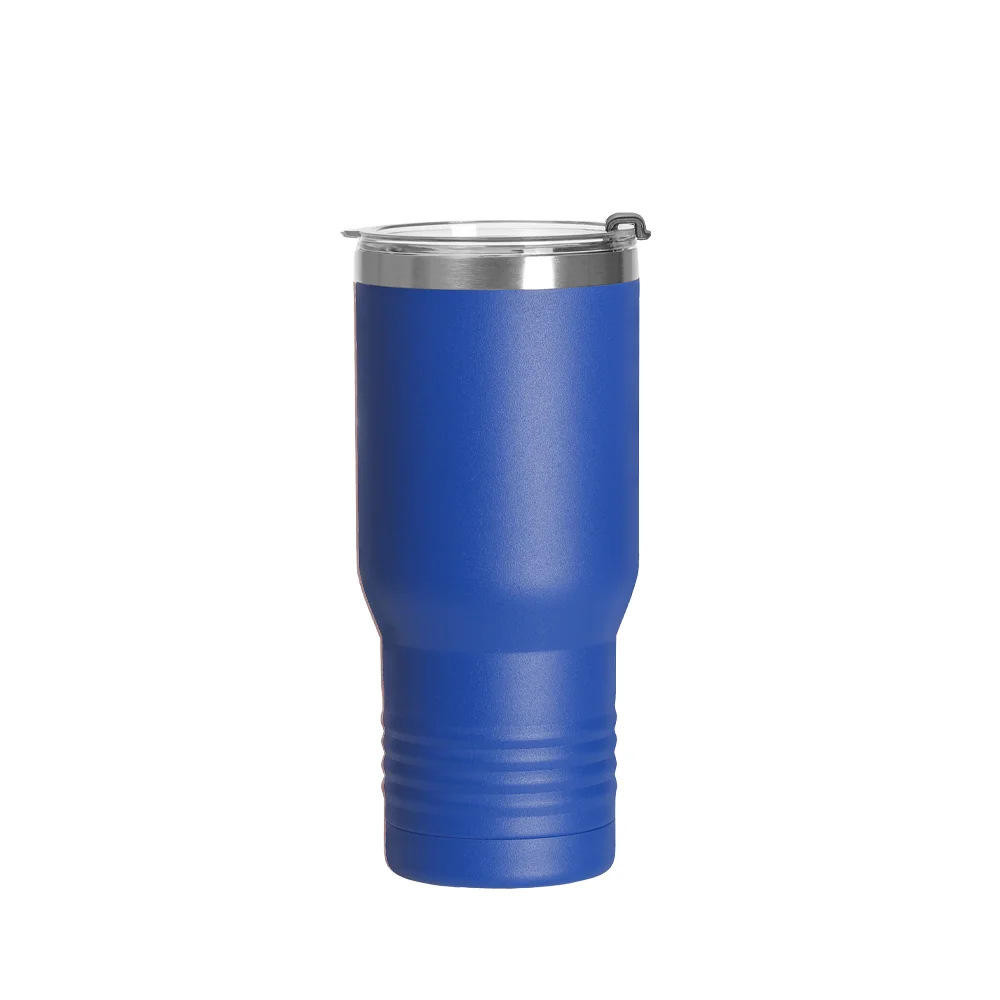 22oz/650ml Stainless Steel Tumbler w/ Ringneck Grip (Powder Coated, Dark Blue) thumbnail 1
