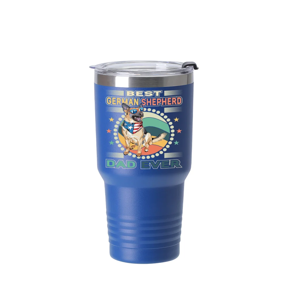 30oz/900ml Stainless Steel Tumbler w/ Ringneck Grip (Powder Coated, Dark Blue) thumbnail 3