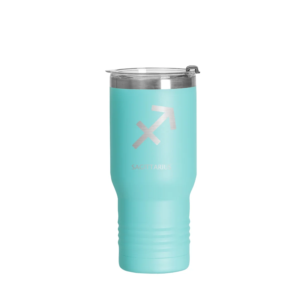 22oz/650ml Stainless Steel Tumbler w/ Ringneck Grip (Powder Coated, Mint Green) thumbnail 2