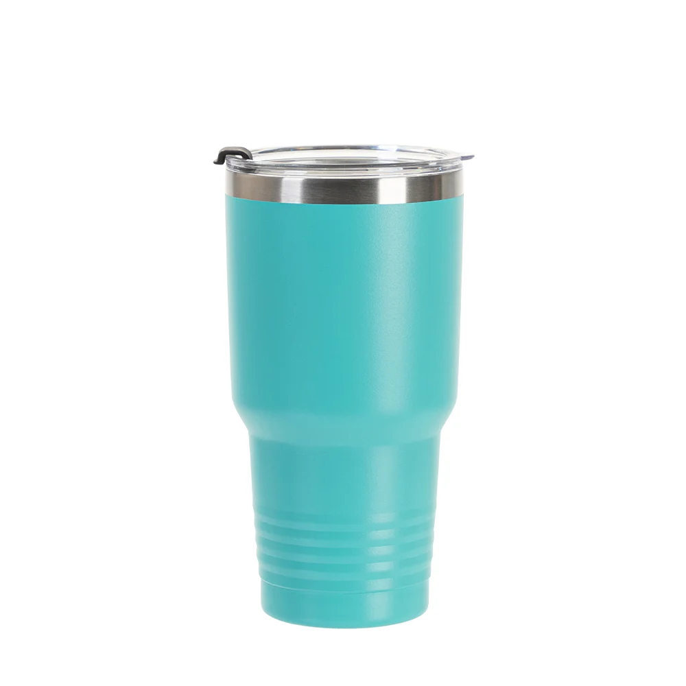30oz/900ml Stainless Steel Tumbler w/ Ringneck Grip (Powder Coated, Mint Green)