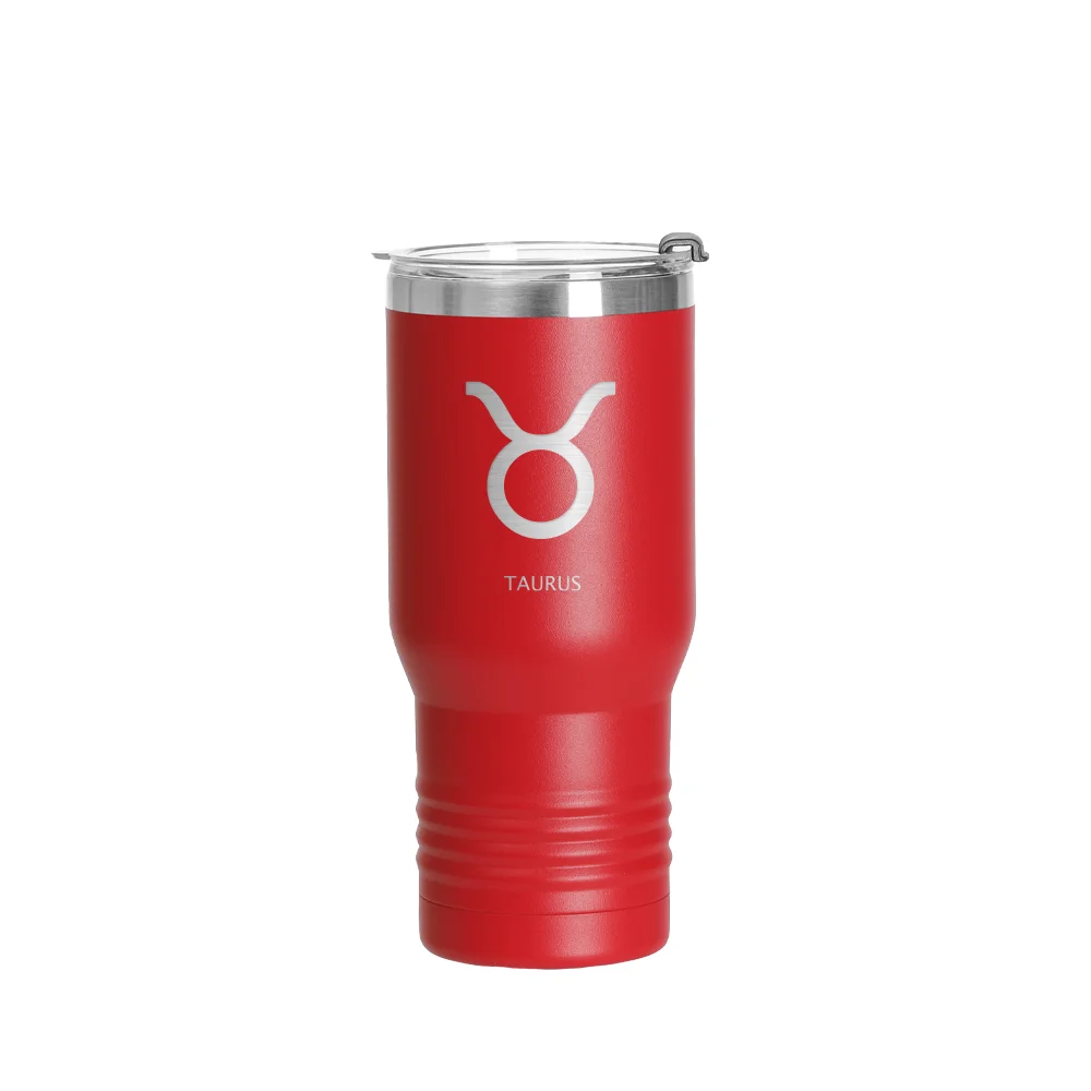 22oz/650ml Stainless Steel Tumbler w/ Ringneck Grip (Powder Coated, Red) thumbnail 2