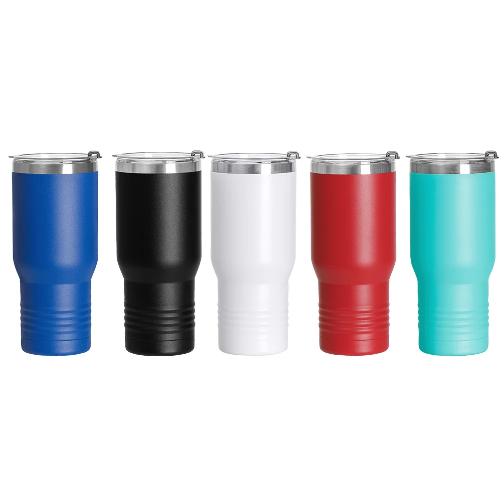 22oz/650ml Stainless Steel Tumbler w/ Ringneck Grip (Powder Coated, Red) thumbnail 4