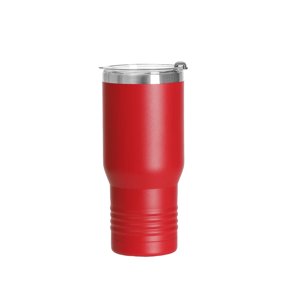 22oz/650ml Stainless Steel Tumbler w/ Ringneck Grip (Powder Coated, Red) thumbnail 1