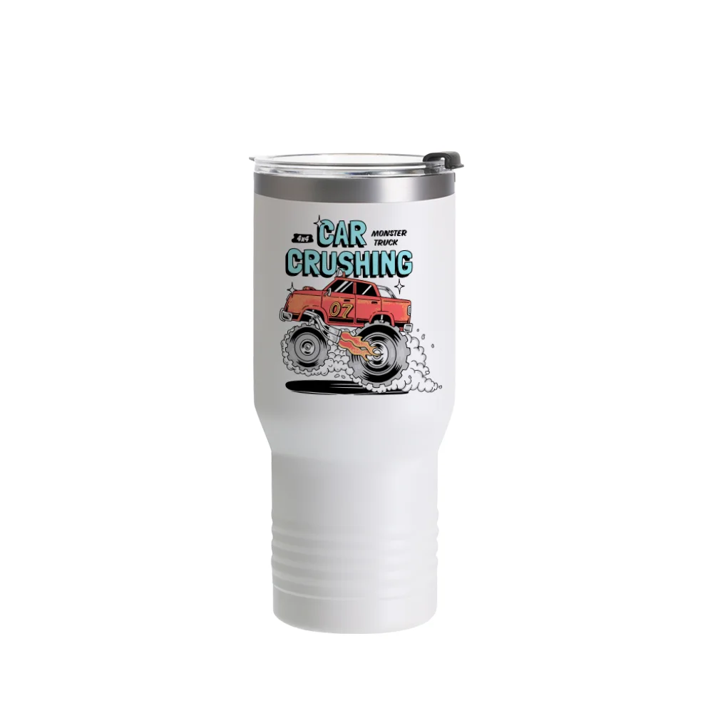 22oz/650ml Stainless Steel Tumbler w/ Ringneck Grip (Powder Coated, White) thumbnail 3