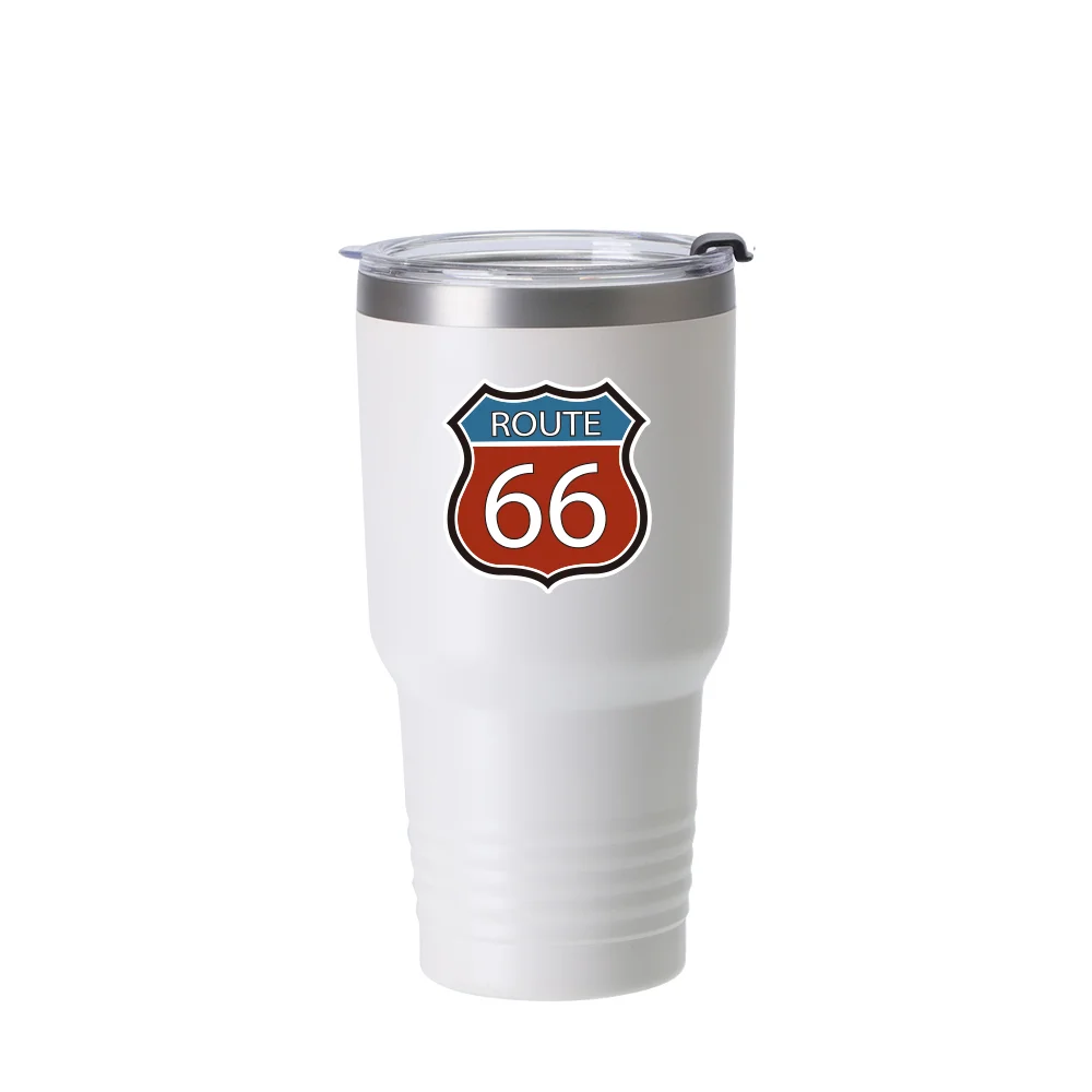 30oz/900ml Stainless Steel Tumbler w/ Ringneck Grip (Powder Coated, White) thumbnail 3