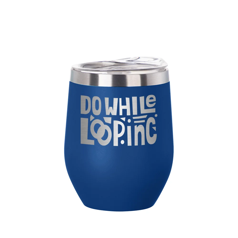 12oz/360ml Stainless Steel Stemless Cup (Powder Coated, Dark Blue) thumbnail 2